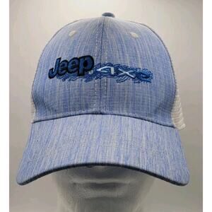 JEEP 4XE Embroidered Mesh Back Adjustable Trucker Style Hat‎ Ball Cap Blue White